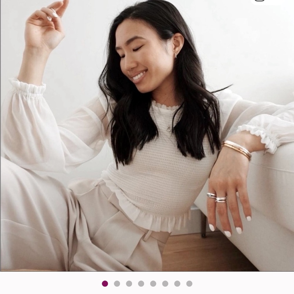 Aritzia Tempest M Elegant White Blouse with Ruffle Details - EUC